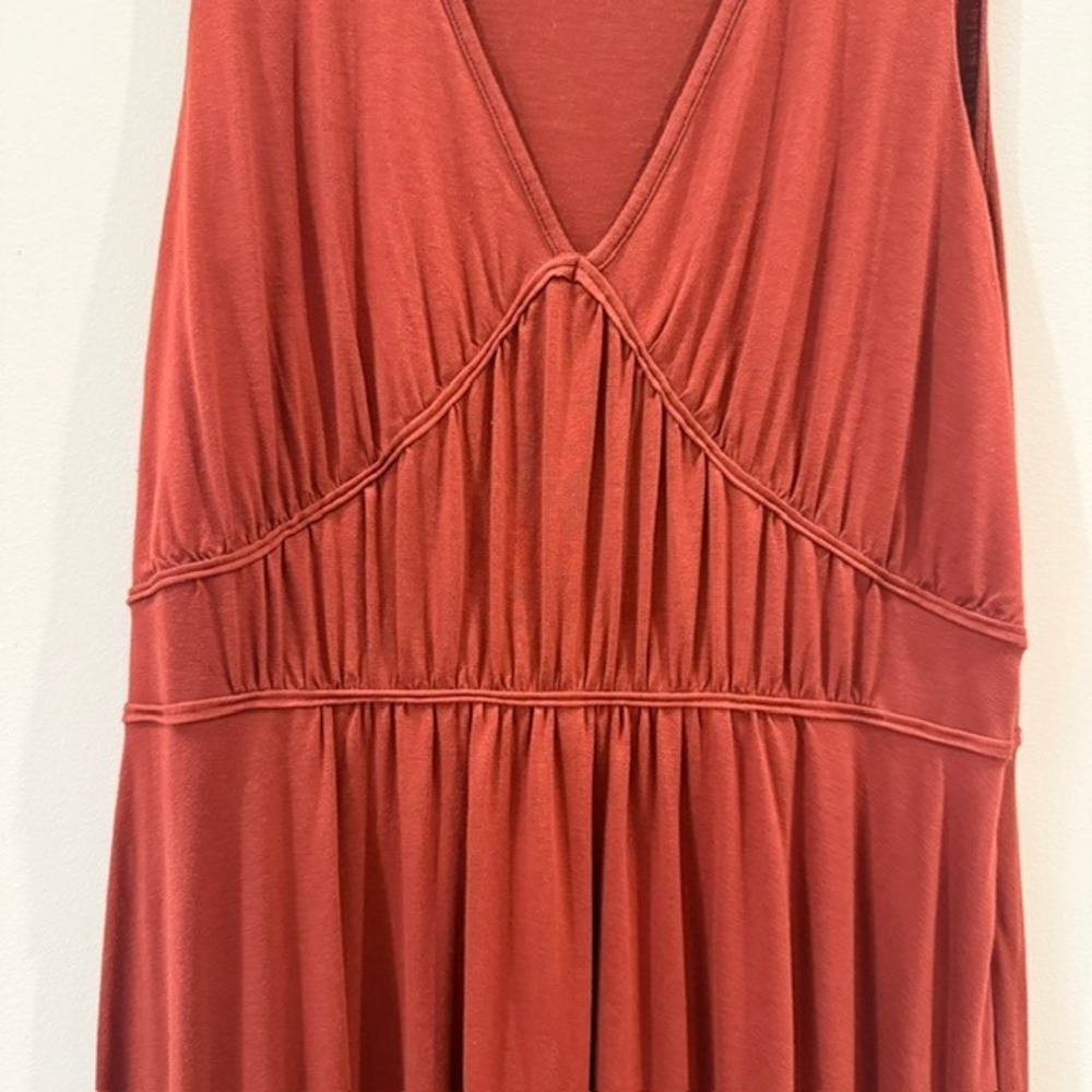 Boden Elina Jersey Ruched Midi Dress Rust Terracotta Empire Waist | Size US 6 - Picture 8 of 16